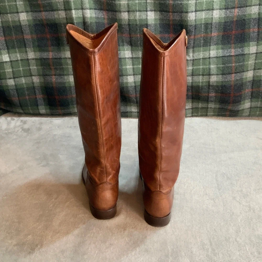 Frye Melissa Button Tall Cognac Leather Equestrian Boots 3475449 Womens 7 B